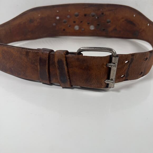 Wide Stamped Tooled Cut-out Vintage Leather Western Boho Belt Horseheads - Picture 13 of 16